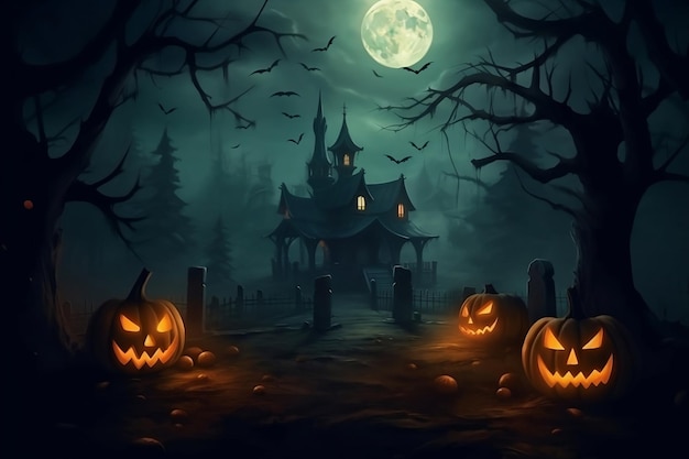 Papel de parede de Halloween ou fundo de festa Banner de modelo festivo ou pôster AI gerado