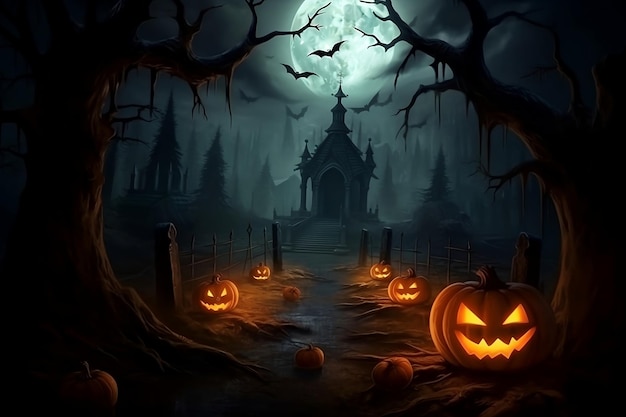 Papel de parede de Halloween ou fundo de festa Banner de modelo festivo ou pôster AI gerado