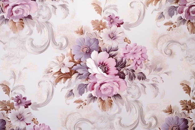Foto papel de parede de inspiração vintage com delicados padrões florais