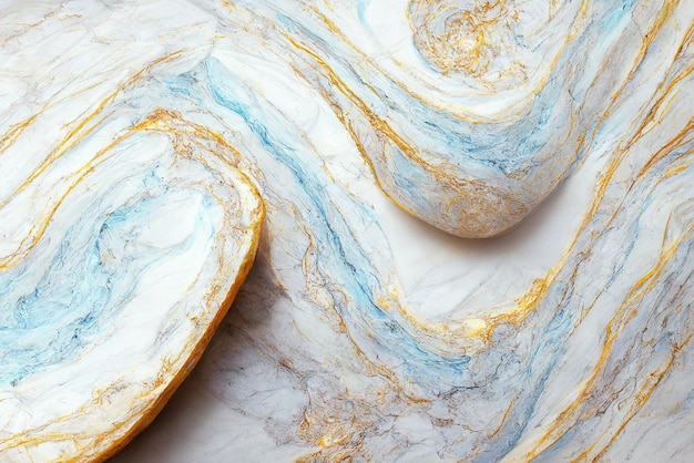 Papel de parede de mármore 3d azul, branco e dourado