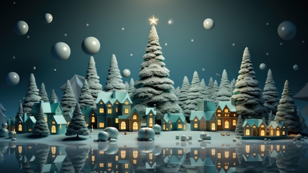 Papel de parede de Natal árvore brilhante mágica com presentes IA gerativa