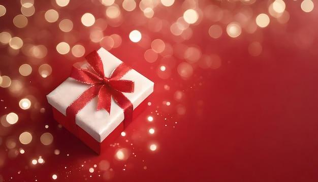 Papel de parede de Natal de presente em fundo vermelho cópia de espaço