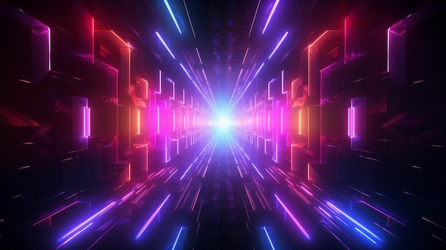 Papel de parede de néon simétrico de jogos abstratos e brilhantes de néon