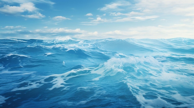 Papel de parede de ondas do oceano de água azul Arte gerada por IA