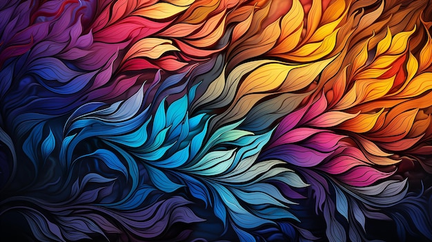 papel de parede de padrão fractal psicodélico brilhantemente colorido