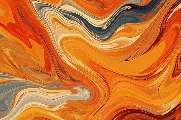 Papel de parede de padrões artísticos vibrantes de cores e ondas em tons laranja