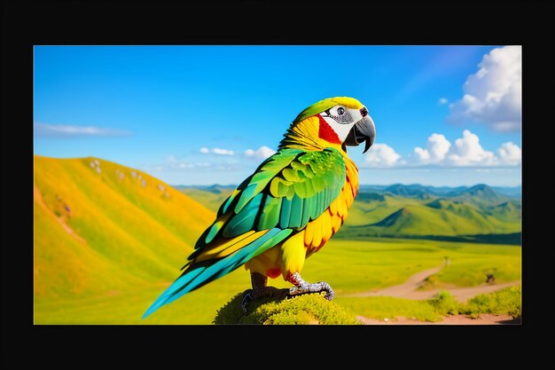 Papel de parede de pássaro de estimação falante de arara colorido Ilustração de fundo Fotografia em HD