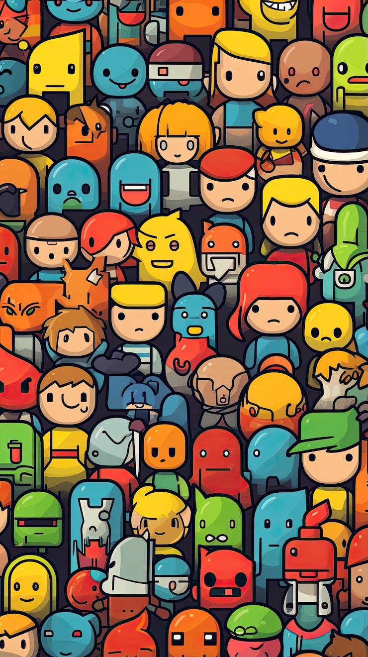 Foto papel de parede de personagens de jogos retrô pixelados para o telefone