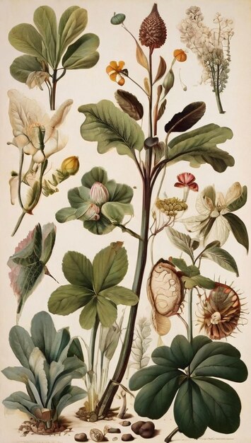 Foto papel de parede de plantas de arte botânica antiga