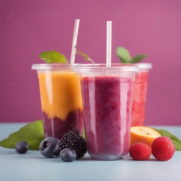 papel de parede de suco de smoothie fresco saudável de frutas e bagas