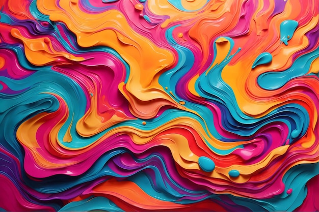 Papel de parede de tinta fluida abstrata colorido fundo de tinta líquida arco-íris colorido redemoinhos fundo AI generativo