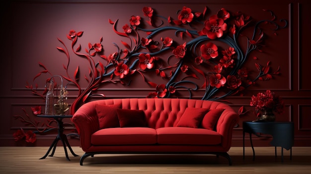 Papel de parede de um luxuoso salão de cor avermelhada