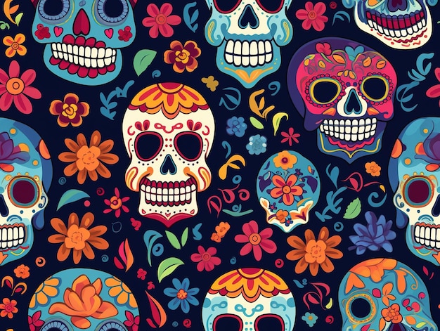 papel de parede do crânio dia de los muertos