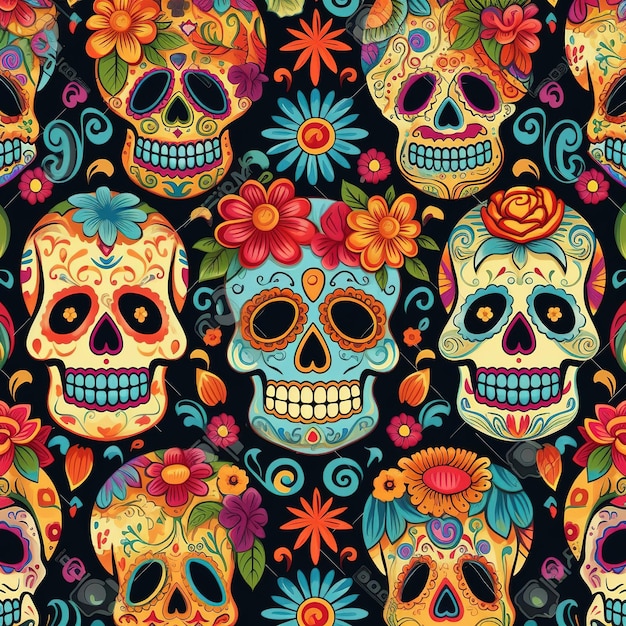 papel de parede do crânio dia de los muertos