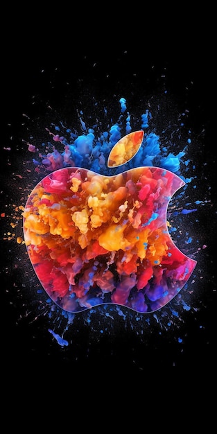 Papel de parede do logotipo da Apple desaparecendo em partículas Imagem gerada por IA