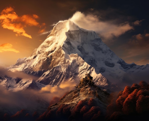 Papel de parede do pico da montanha Annapurna Himalaia ao nascer do sol