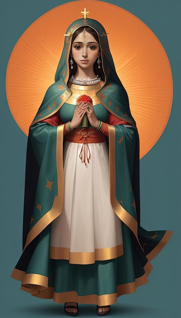 Papel de parede do smartphone de Nossa Senhora de Guadalupe fiesta de la virgen de guadalupe fundo de design plano ilustração de fundo de design plano católico