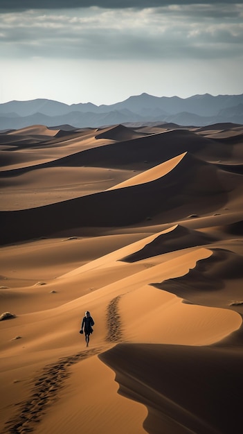 Papel de parede do telefone da paisagem do deserto com imponentes dunas de areia Generative AI