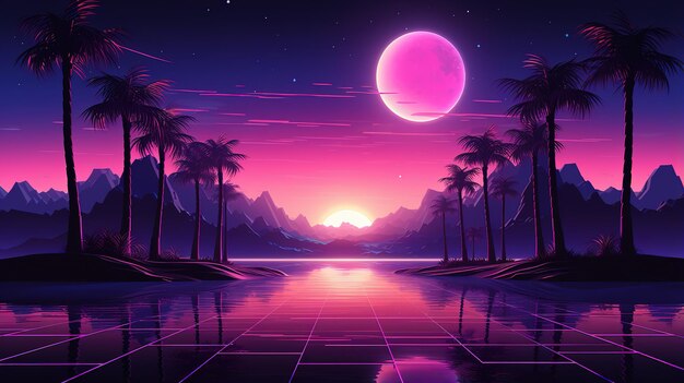 papel de parede estético synthwave