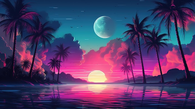 papel de parede estético synthwave