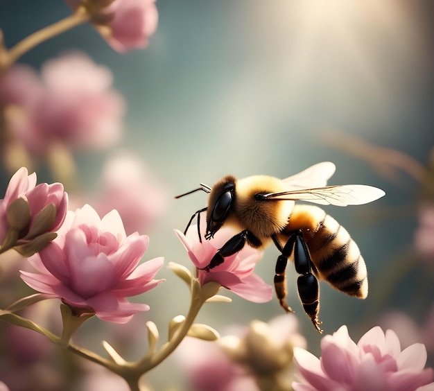 Papel de parede flor abelha