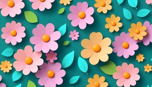 Papel de parede floral estético com flores vibrantes da primavera