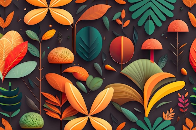 Papel de parede floral ou vegetal ou plano de fundo gerado