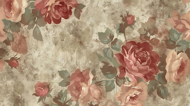 Foto papel de parede floral shabby chic padrão sem costura com uma sensação retro perfeito para tecido de decoração doméstica e papelaria