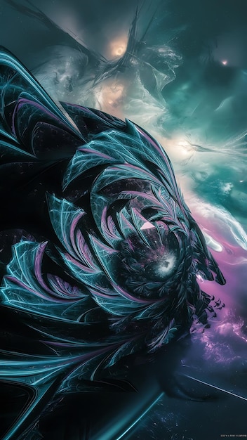 Papel de parede fractal neon abstrato com espaço