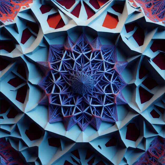 Papel de parede geométrico abstrato e ornamentado com fundo simétrico