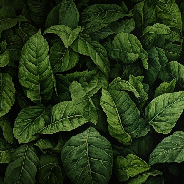 Papel de parede gerado por IA de folhas verdes no fundo abstrato