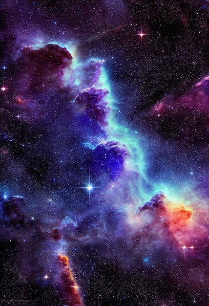 Papel de parede HD de renderização em 3D da nebulosa da galáxia de estrelas do espaço