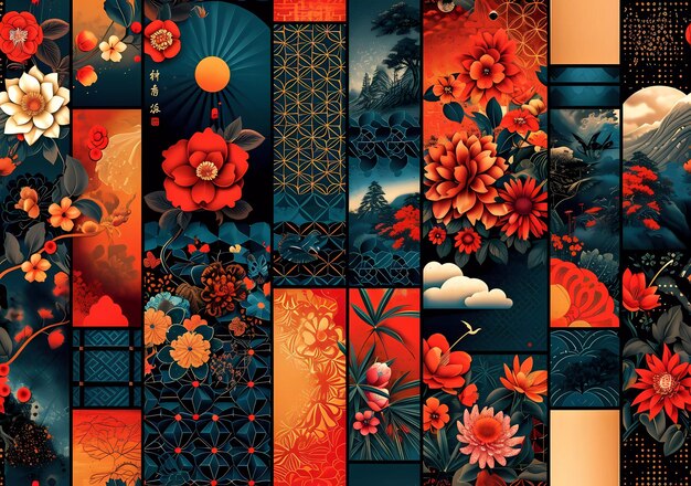 papel de parede japonês patchwork padrão sem costura padrões abstratos e abstratos em estilo colorido