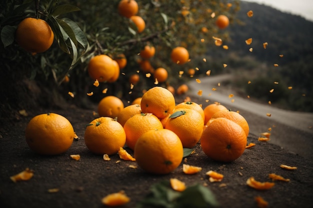 Foto papel de parede laranja fundo cítrico laranja na água laranjas na neve laranjas e gelo