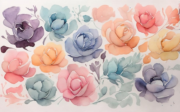 papel de parede padrão de flores em aquarela