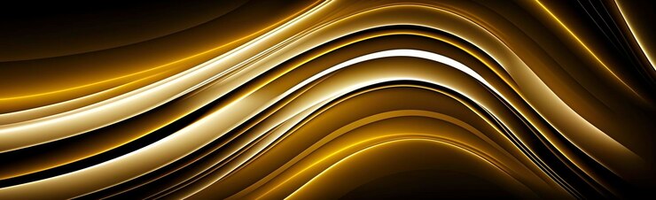 Foto papel de parede panorâmico de onda abstrata dourada generative ai