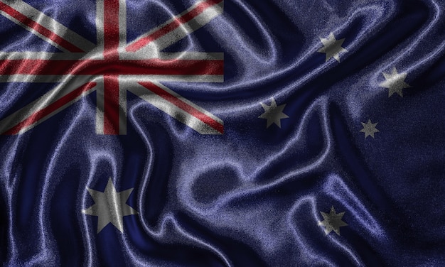 Papel de parede pela bandeira de Austrália e bandeira de ondulação pelo tecido.