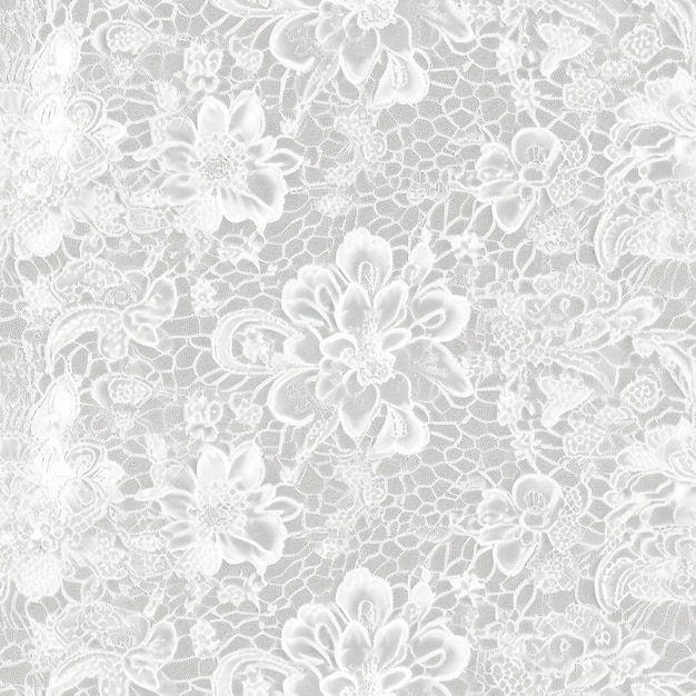 Papel de parede rendado branco com padrão floral.