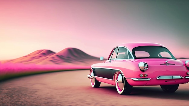 papel de parede rosa carro cassic grátis