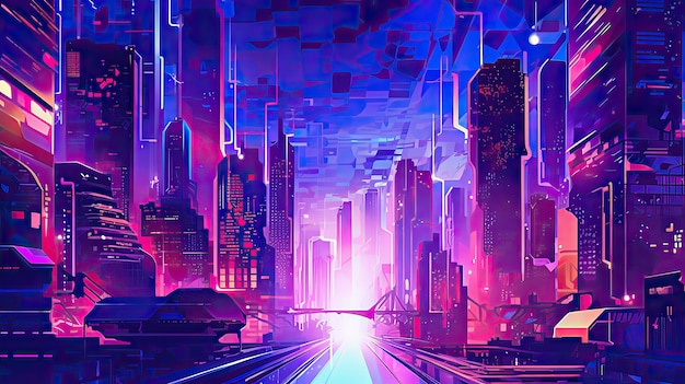 papel de parede rosa da cidade cyberpunk para planos de fundo e projetos de design