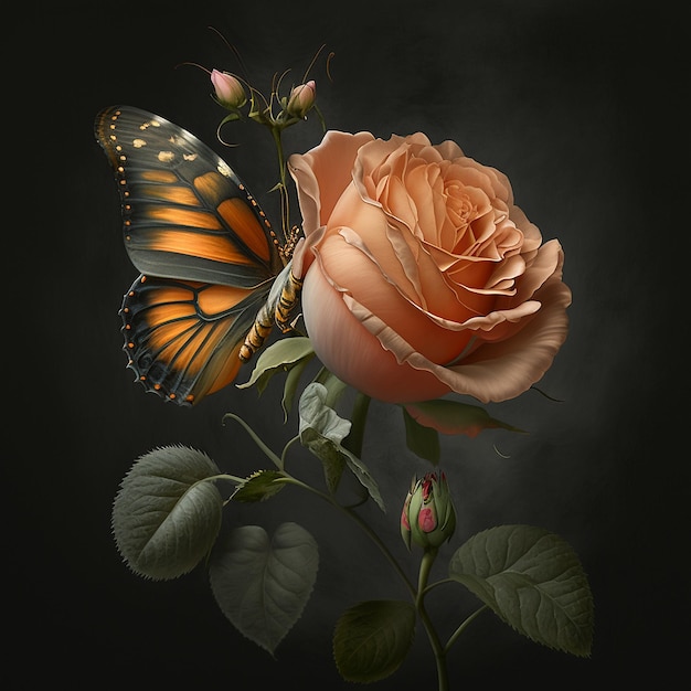 papel de parede rosas e borboletas