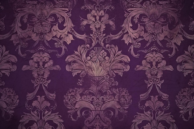 Papel de parede roxo com um desenho floral no meio.