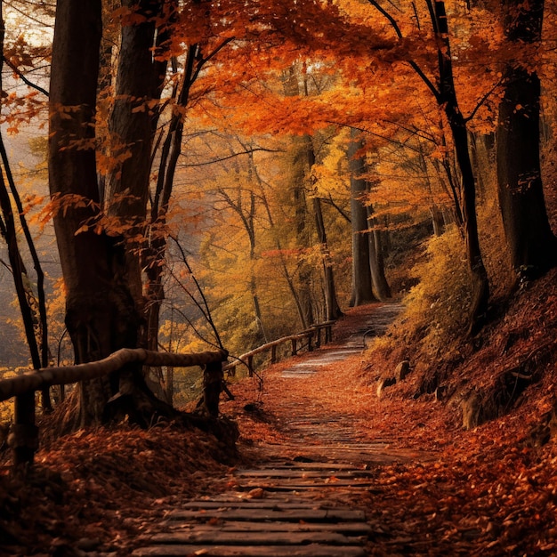 papel de parede Uma estrada no meio da floresta com árvores