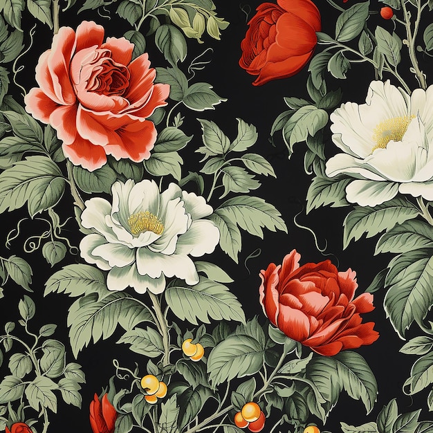 Papel de parede vintage com rosas em aglomerados