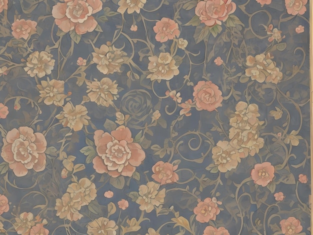 Papel de parede vintage padrão floral do século XVIII