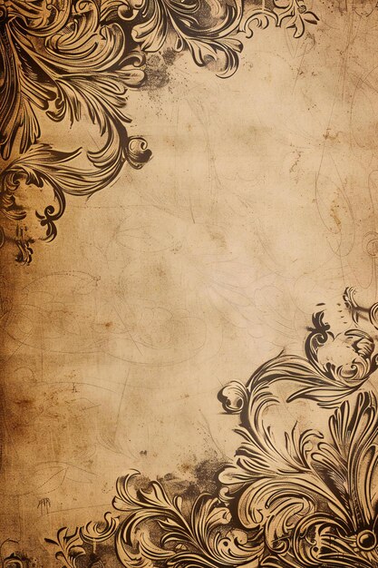 Foto papel de dibujo beige oscuro patrón ornamentado con espacio de copia vacío