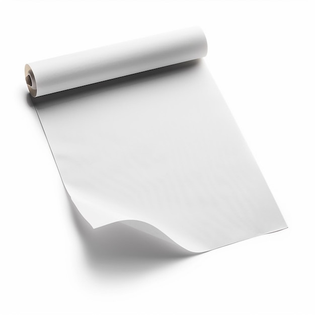 Papel de dibujo en blanco aislado sobre un fondo blanco