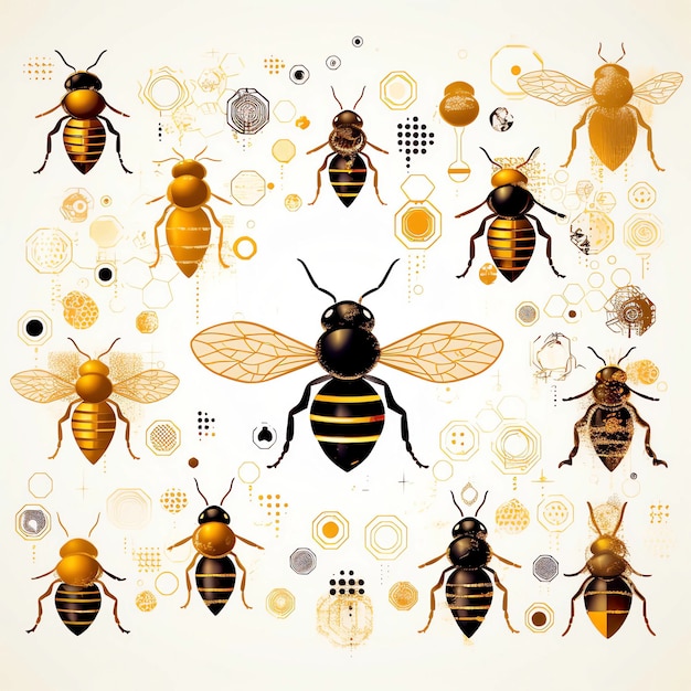 Papel digital de abejas de miel Papel de recortes de panal de abejas Bumble Bee Fondo digital Bumble Bee Papel