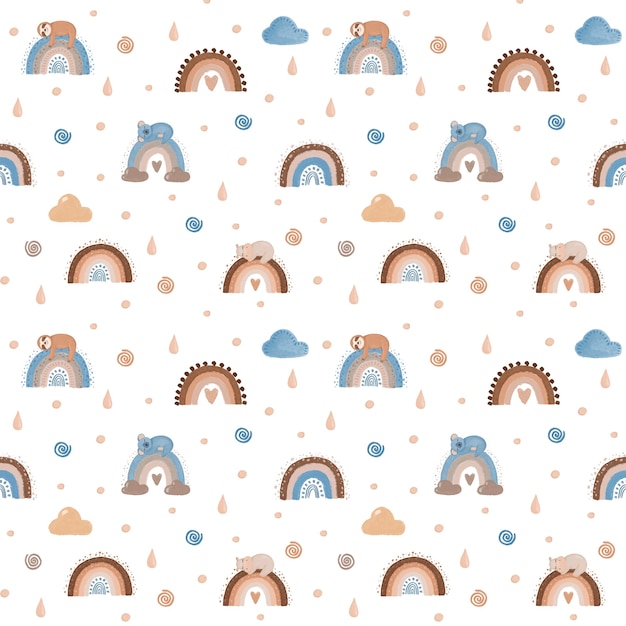 Papel digital arco-íris, papel de álbum de recortes de arco-íris, padrão sem emenda de arco-íris, papel de parede de crianças fofas