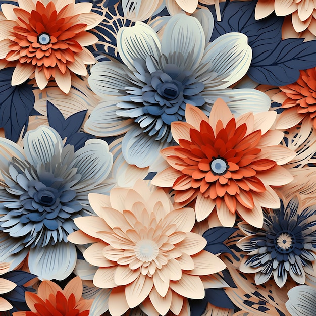 Papel digital de fundo de flor Boho 3d